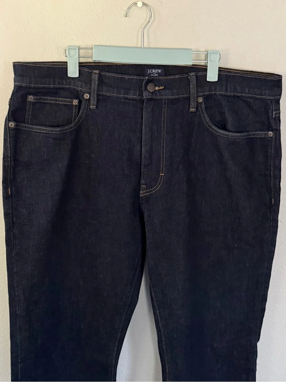 J.Crew Flex Straight Leg Jeans Mens 36x32 Dark Indigo Blue Stretch Denim NWOT